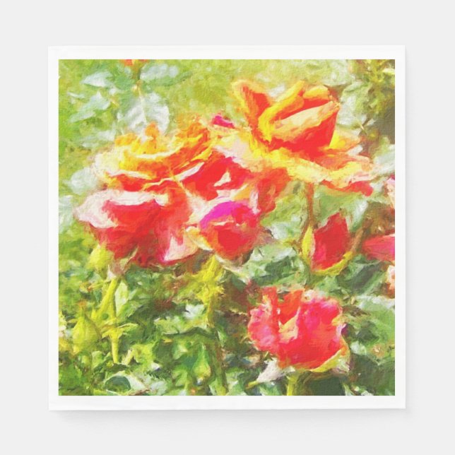 50 Paper Napkins Orange Rose Serviette (Vorderseite)