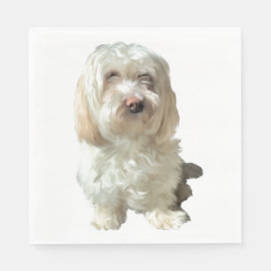 50 Paper Napkins - White Havanese Serviette