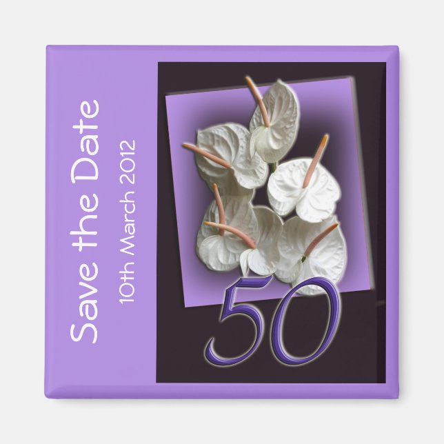 50. Party Save the Date Magnet - white anthuriums (Vorne)