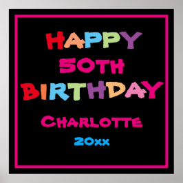 50. Personalisiert 50. Geburtstag Modernes Niedlic Poster