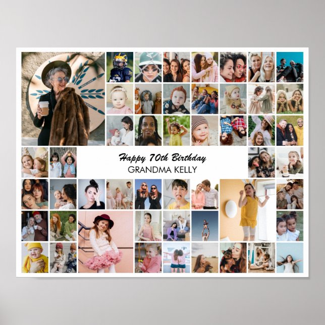50 Photo Collage Personalized Birthday Gift Poster (Vorne)