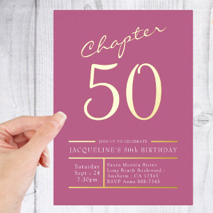 50 Pink 50. Geburtstagsfeier Gold Folieneinladung