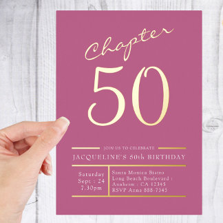 50 Pink 50. Geburtstagsparty Gold Folieneinladung