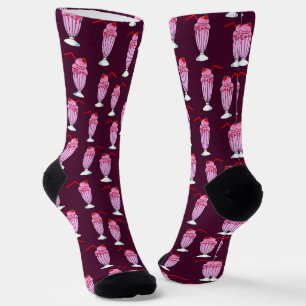 50 Pink Strawberry Milkshake Muster Socken