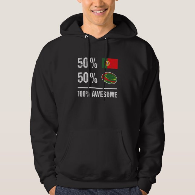 50 Portugal 50 Rugby 100 Awesome Portugal Rugby Hoodie (Vorderseite)