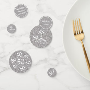 50-prächtige Tafel mit silberfarbenem Glitzer Konfetti