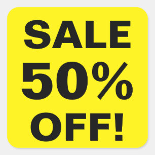 50 Prozent weg von den Verkaufspreisaufklebern fü Quadratischer Aufkleber