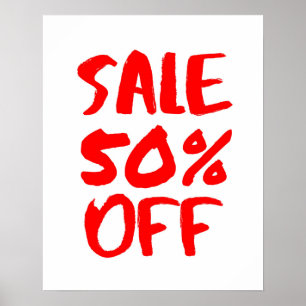 50 % Rabatt auf Handelszeichen, Red Retail Store S Poster