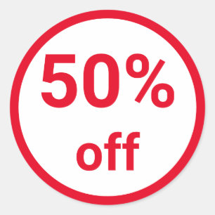 50 % Rabatt auf helle Red Sale Ticket Runder Aufkleber