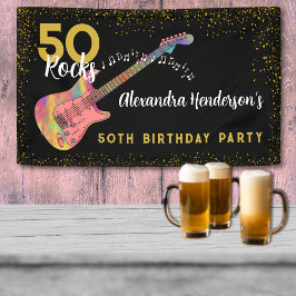 50 Rocks 50. Geburtstagsparty Pink Black Gold Banner