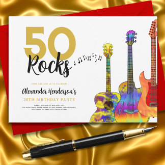50 Rocks Cool Gitarre 50. Geburtstagsparty Einladung