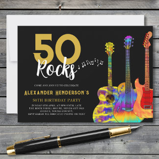 50 Rocks Geburtstagsgitarren Einladung