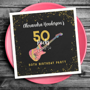 50 Rocks Geburtstagsparty Pink Black Gold Serviette