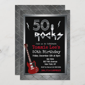 50 Rocks Rockstar Gitarre 50. Geburtstag Einladung