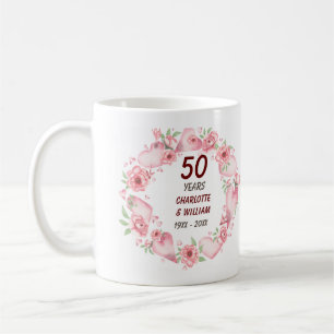 50. Rosa Rose zum Hochzeitstag Grüne Tasse