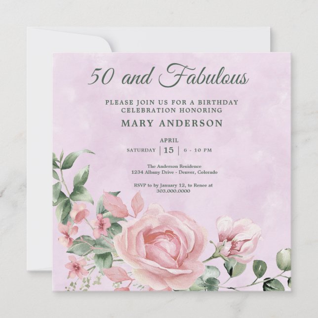 50. Rose Einladung (Vorderseite)