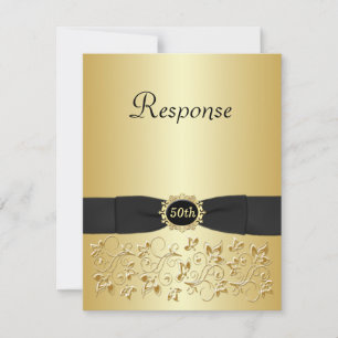 50. RSVP-Karte für Schwarz und Gold RSVP Karte