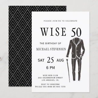 50 Schwarz-Weiß-Geburtstagsparty Einladung