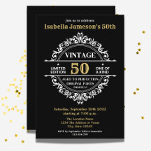 50. Schwarz-weißer und goldener Vintager Geburtsta