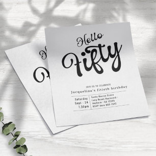 50 Schwarz-weißes Budget 50. Geburtstag Einladung Flyer