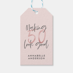 50 sehen gut aus, Girly rosa Glitzer Geburtstag Geschenkanhänger