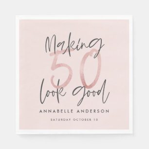 50 sehen gut aus, Girly rosa Glitzer Geburtstag Serviette