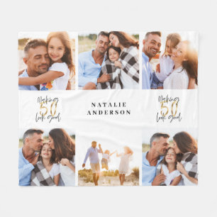 50 sehen gut aus, schwarzes Foto zum Geburtstag Fleecedecke