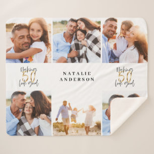 50 sehen gut aus, schwarzes Foto zum Geburtstag Sherpadecke