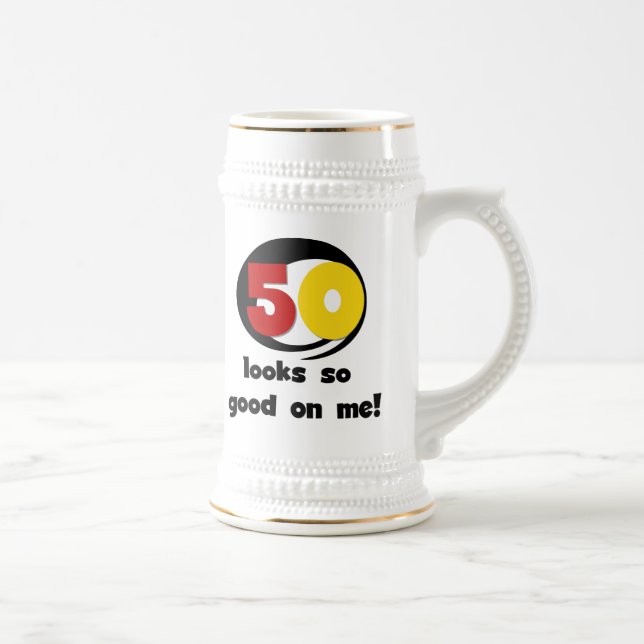 50 sieht mir so gut aus wie T - Shirt und Geschenk Bierglas (Rechts)