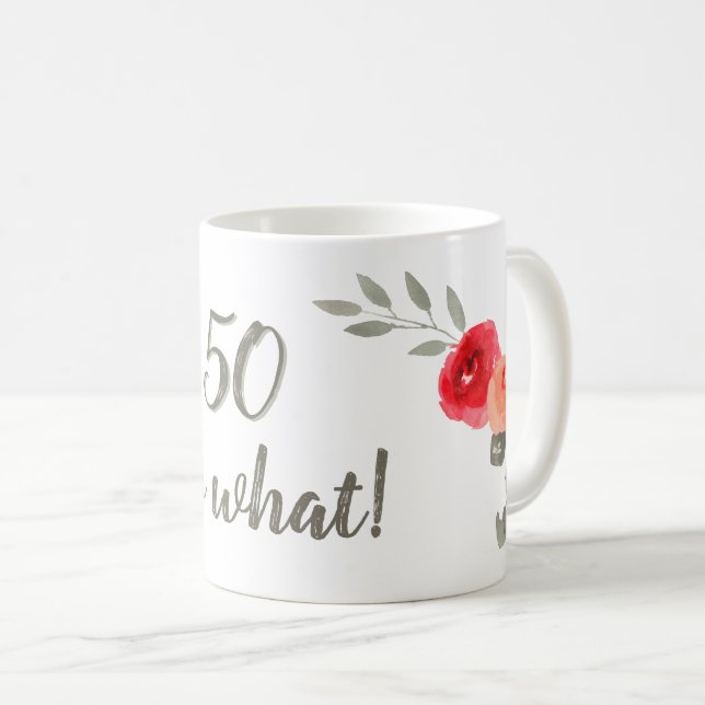 50 So Was Wasserfarbe Rote Rose Blumengeburt Kaffeetasse (VorderseiteRechts)