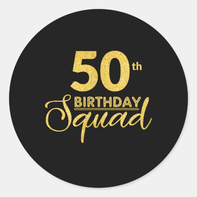 50. Squad Py Bday Yellow Gold Runder Aufkleber (Vorderseite)