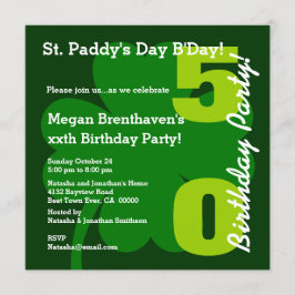 50. ST PATRICK Geburtstagsparty Kleeblatt A03A Einladung