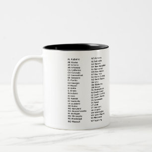 50-Staaten-Liste Alphabetische Tasse