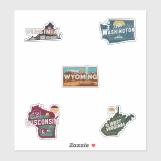 50 Staaten Retro Travel Sticker Set Teil 6