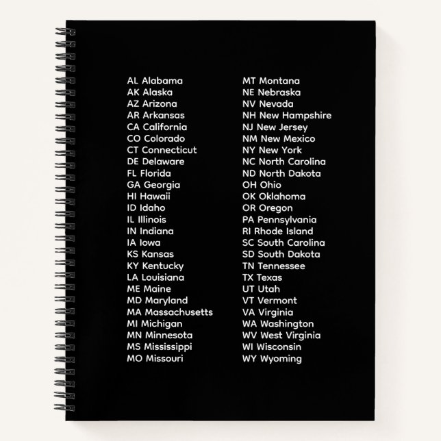 50-Staaten-Spiralblock Notizbuch (Vorderseite)