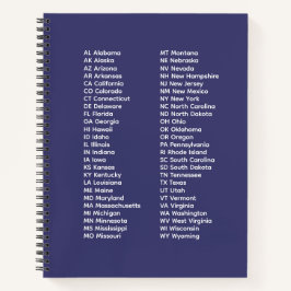 50 States Abbreviations List – Blue Spiral Noteboo Notizbuch