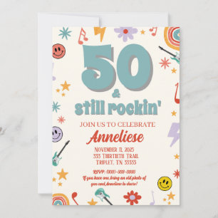 50 & Still Rockin’ Retro Music Themed Geburtstag Einladung