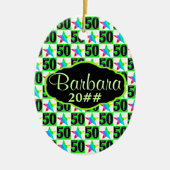 50. SUPER STAR PERSONALISIERT UND GESTRICHEN ORNAM KERAMIKORNAMENT (Vorne)