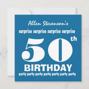 50. SURPRISE Geburtstagsparty Blue White V02 Einladung
