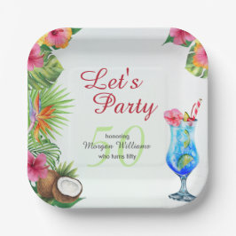 50. Tag Tropisches Sommerfest & Cocktail Party Pappteller