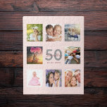 50 th birthday custom foto rose gold blush pink puzzle<br><div class="desc">Einmalig 50th birthday gift or keepsake, celebrating her life with a leime of 8 of your fotos. Add images of her family, friends, pets, hobbies or dream travel destination. Personalize and add a name, Alter 50 und Datum. Gray and dark rose gold colored letters. Elegant and trendy blush pink background...</div>