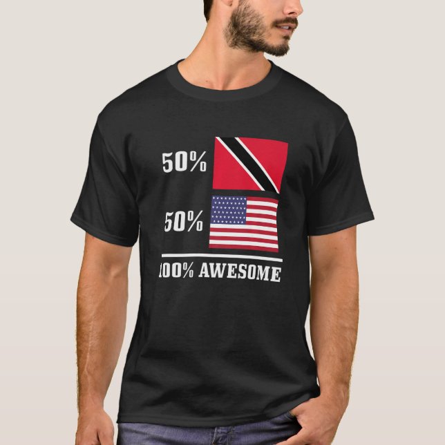 50 Trinidad & Tobago 50 US-amerikanische Flagge Pr T-Shirt (Vorderseite)