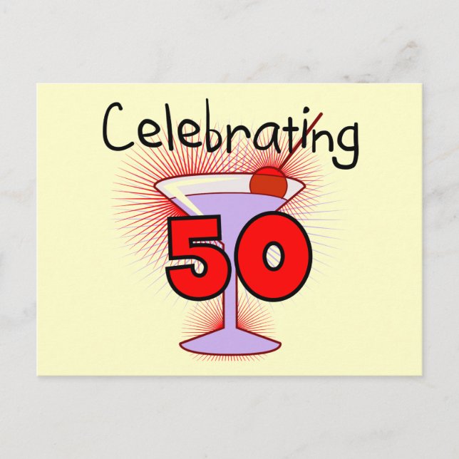 50 Tshirts und Geschenke feiern Postkarte (Vorderseite)