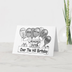 50. Über dem Hügel-Geburtstag Karte