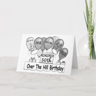 50. Über dem Hügel-Geburtstag Karte