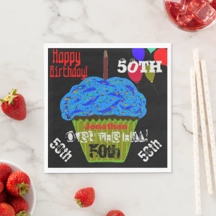 50. Über-den-Hügel-Personalized-Blau-Cupcake Serviette