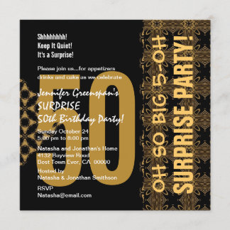 50. Überraschung Diagonal Gold und Black V02 Einladung