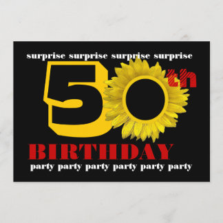 50. ÜBERRASCHUNG Geburtstag Gold Schwarze Sonnenbl Einladung