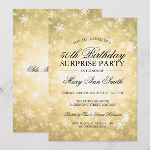 50. Überraschung Geburtstag Gold Winter Wonderland Einladung
