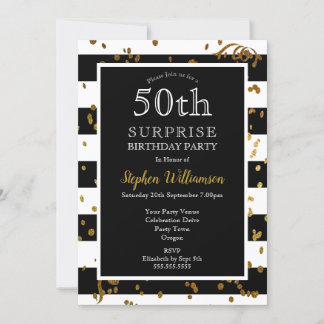 50. Überraschung Geburtstag Schwarz und Weiß | GLI Einladung
